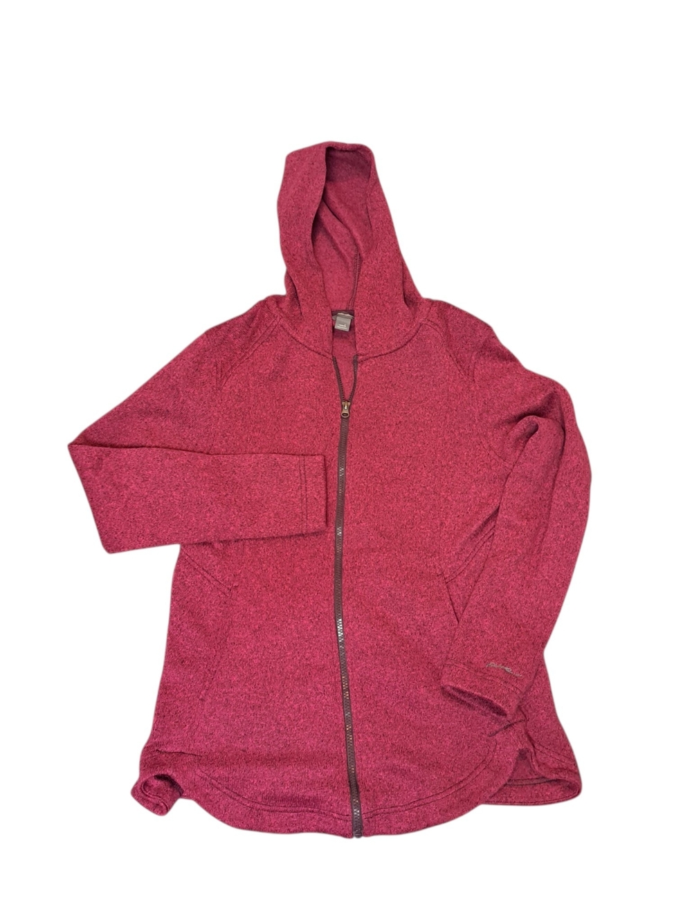 Eddie Bauer Women’s Large Full Zip Hooded Fleece Jacket Red Heather